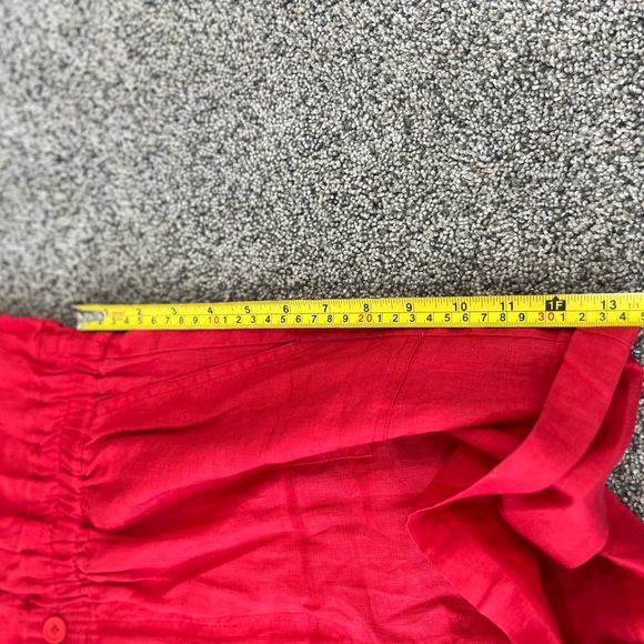 NWOT Blank NYC 100% Linen Short Sleeve Collared Elastic Waist Red Romper Size L - Picture 10 of 15